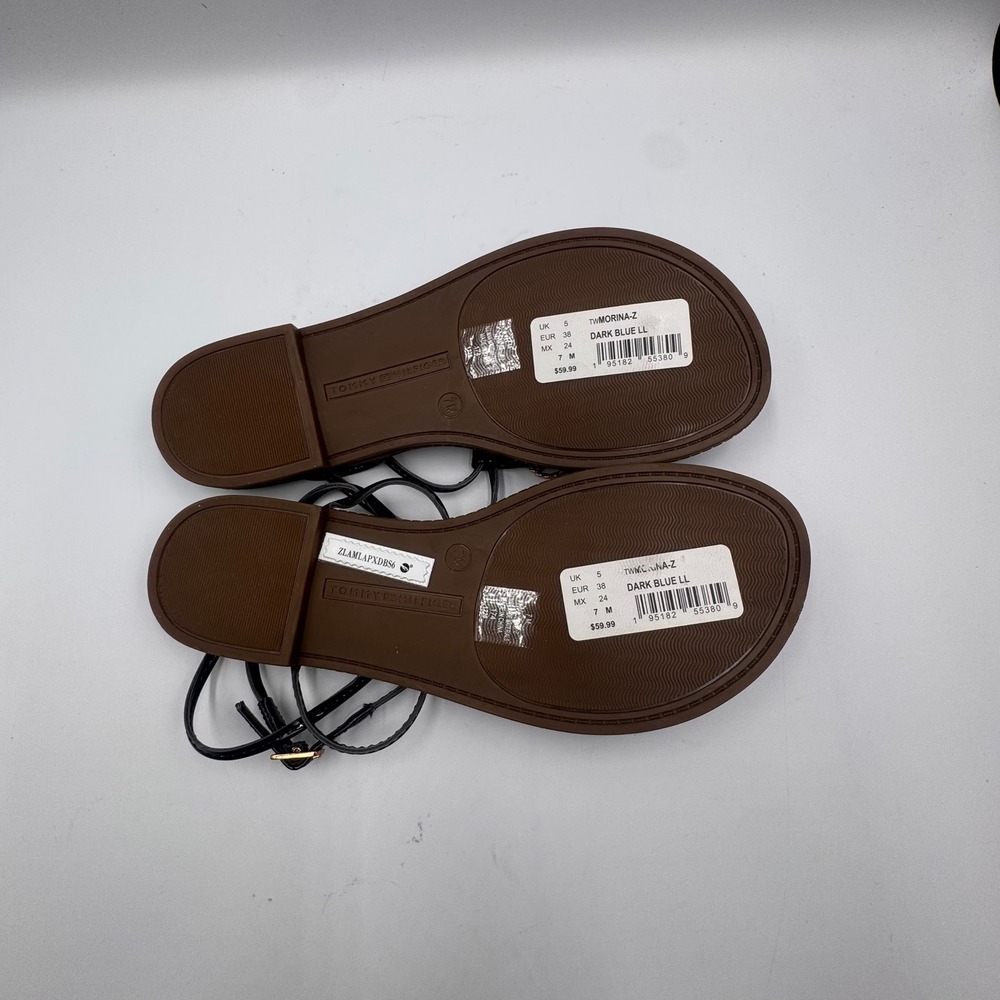 NEW Tommy Hilfiger Morina-Z DarkBlue Strappy Thong Sandals Womens 7M TStrap Flat - Picture 5 of 10